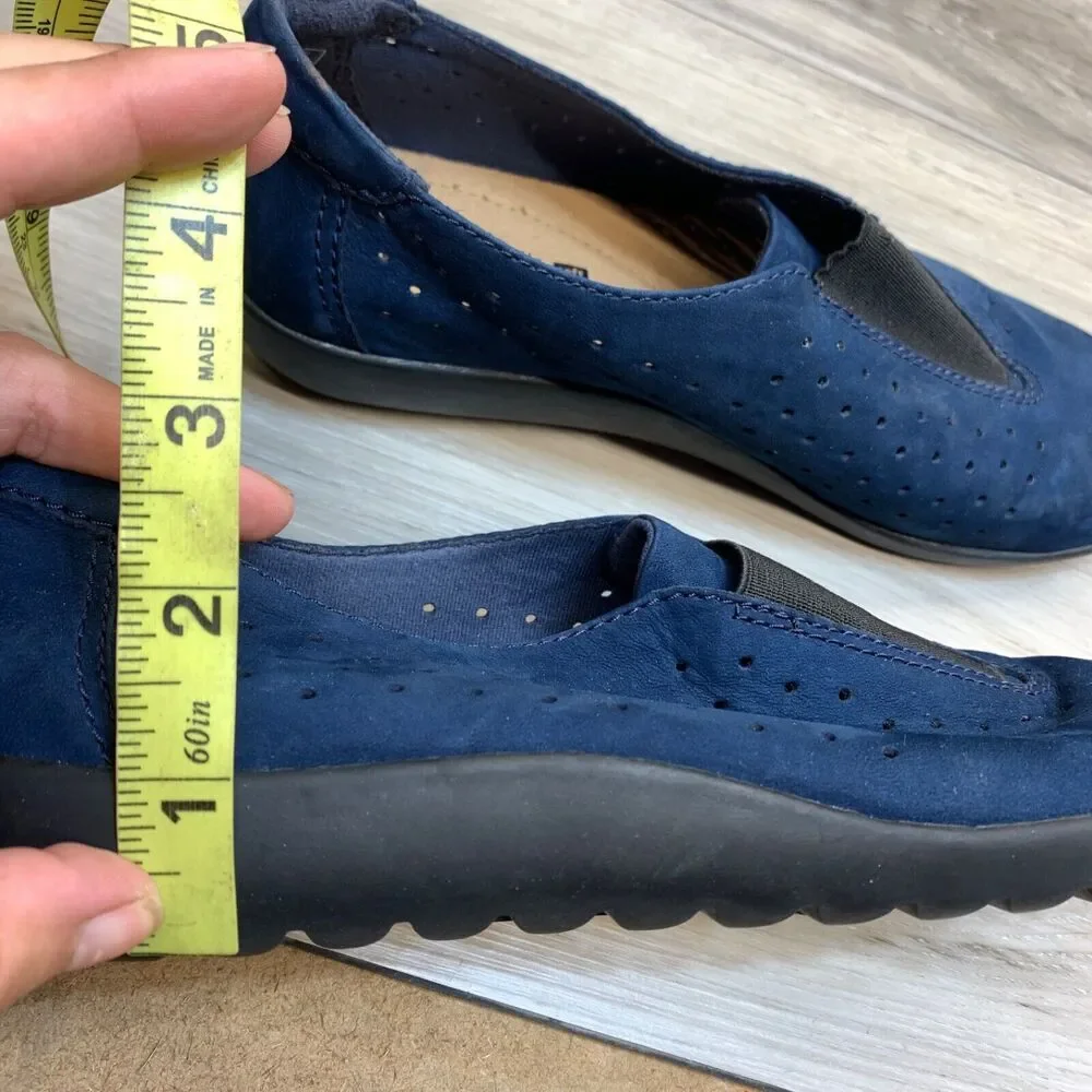 Clarks Soft Cushion Blue Nubuck Slip On Loafers Medora Gemma Women's‎ Shoes Sz 7